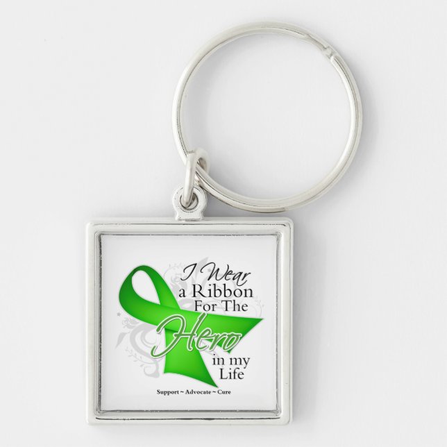 Lyme Disease Ribbon Hero in My Life Keychain (Front)