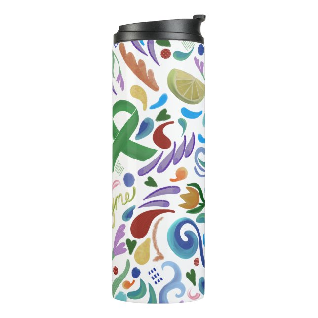 Lyme Disease Support Green Ribbon Advocacy Thermal Tumbler (Rotated Left)