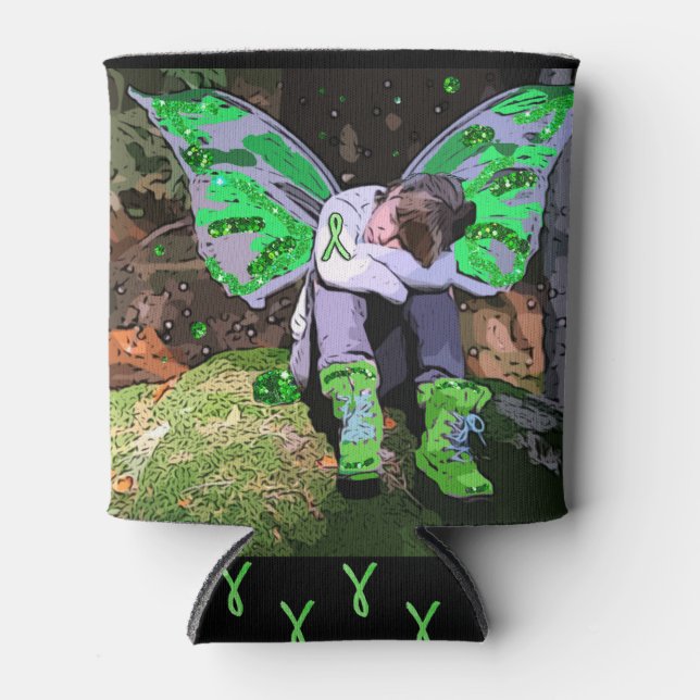 Lyme Disease Warrior Angel or Fairy  Can Cooler (Front)