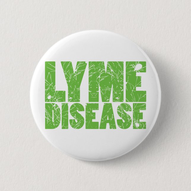 Lyme Green "Lyme Disease" design with ticks Button (Front)