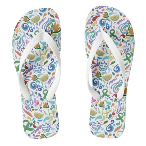 Lyme Lime Awareness Flip Flops Green Ribbon