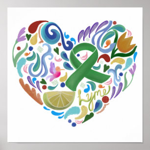 Lyme Lime Awareness Poster Green Ribbon #lyme