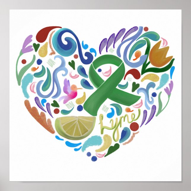 Lyme Lime Awareness Poster Green Ribbon #lyme (Front)