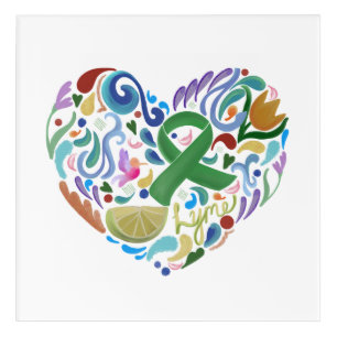 Lyme Lime Heart Awareness Art Print Green Ribbon