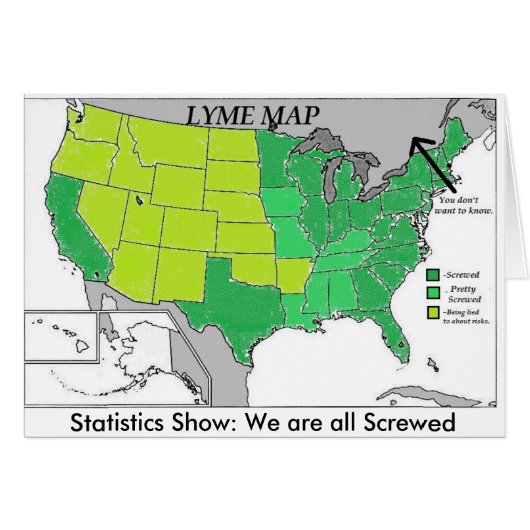 Lyme Map Statistics Map, Lyme Disease Humor Cards (Front Horizontal)