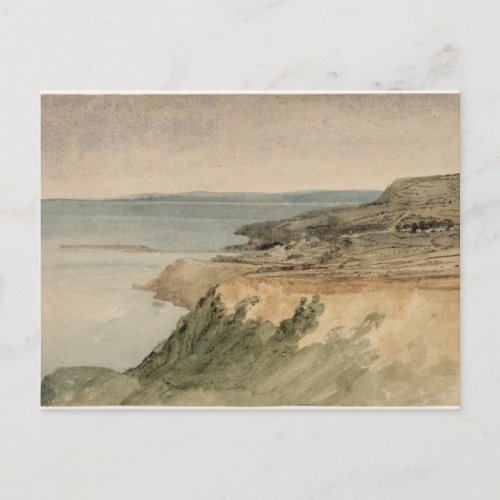 Lyme Regis Dorset c1797 wc over pencil on tex Postcard