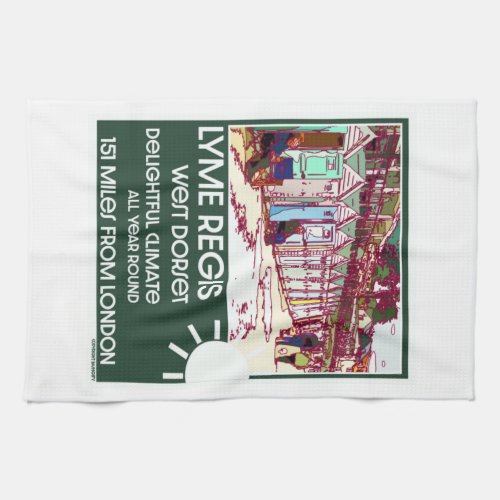 Lyme Regis Dorset England Vintage British Holiday  Kitchen Towel