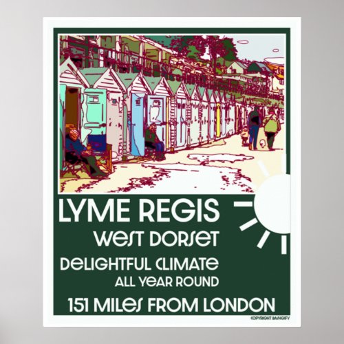 Lyme Regis Dorset England Vintage British Holiday  Poster