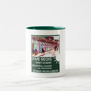 Lyme Regis Dorset England Vintage British Holiday Two-Tone Coffee Mug