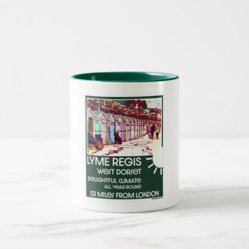 Lyme Regis Dorset England Vintage British Holiday  Two_Tone Coffee Mug