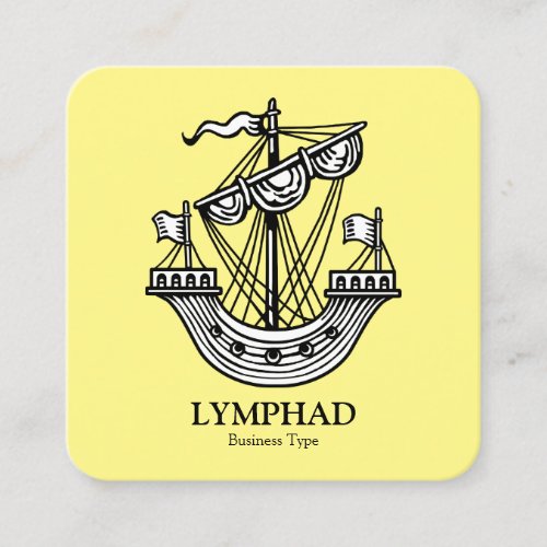 Lymphad Heraldic Ship _ Black on Light Blue Square Business Card