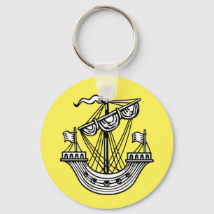 Lymphad (Heraldic Ship) - Black Tote Bag Button Ke Keychain