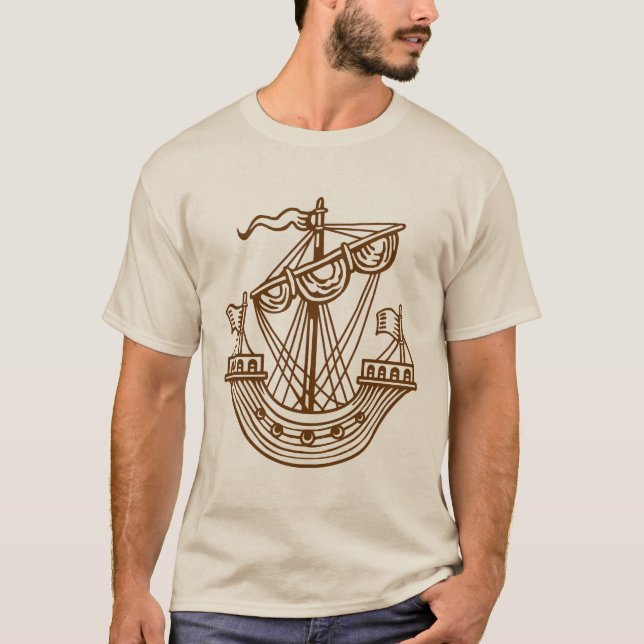 Lymphad (Heraldic Ship) - Walnut T-Shirt (Front)