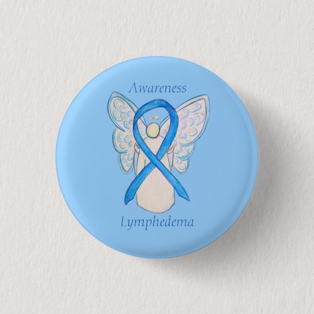 Lymphedema Awareness Angel Ribbon Art Pin (Front)