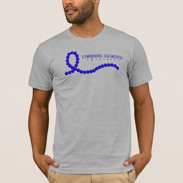 Lymphedema Awareness Blue Ribbon Beads T-Shirt (Front)