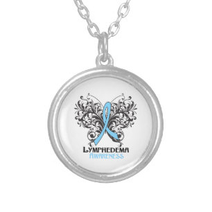 Lymphedema Awareness Butterfly Silver Plated Necklace