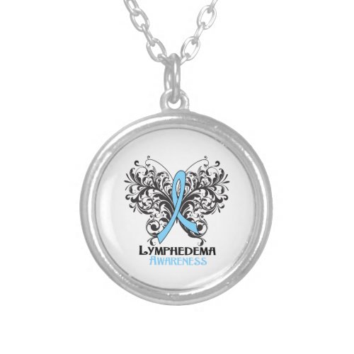 Lymphedema Awareness Butterfly Silver Plated Necklace