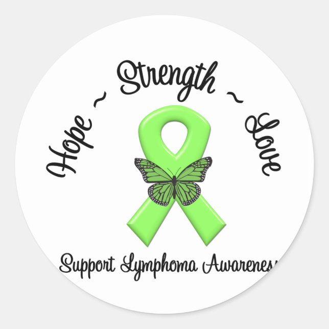 Lymphoma Awareness Butterfly Classic Round Sticker (Front)