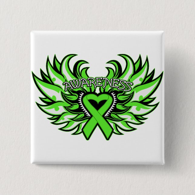 Lymphoma Awareness Heart Wings.png Pinback Button (Front)