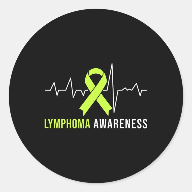 Lymphoma Awareness Heartbeat  Classic Round Sticker (Front)