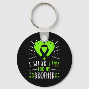 Lymphoma Awareness I Wear Lime For My Brother Hear Keychain