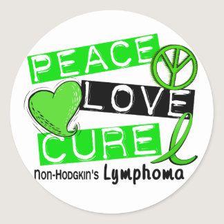 Lymphoma Awareness Non-Hodgkin's PEACE LOVE CURE Classic Round Sticker