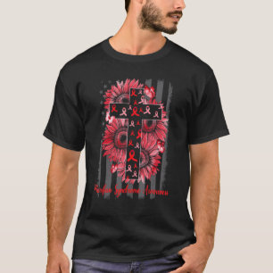 Lymphoma Awareness Sunflower American Flag T-Shirt