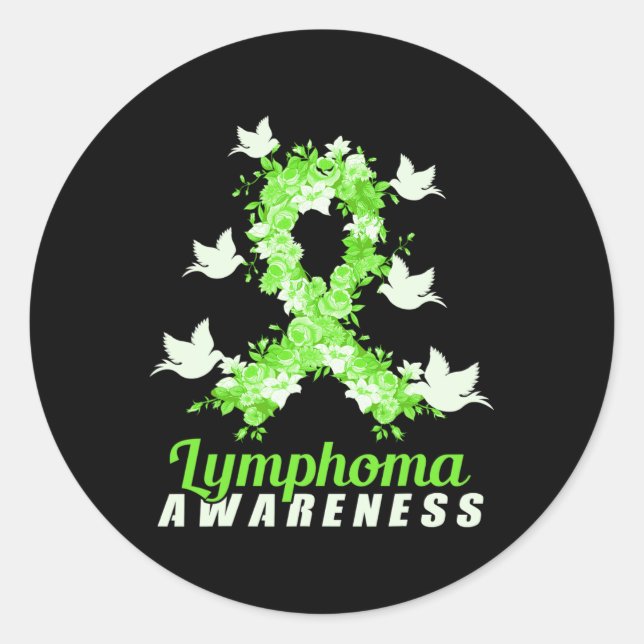 Lymphoma Awareness Support Birds  Classic Round Sticker (Front)