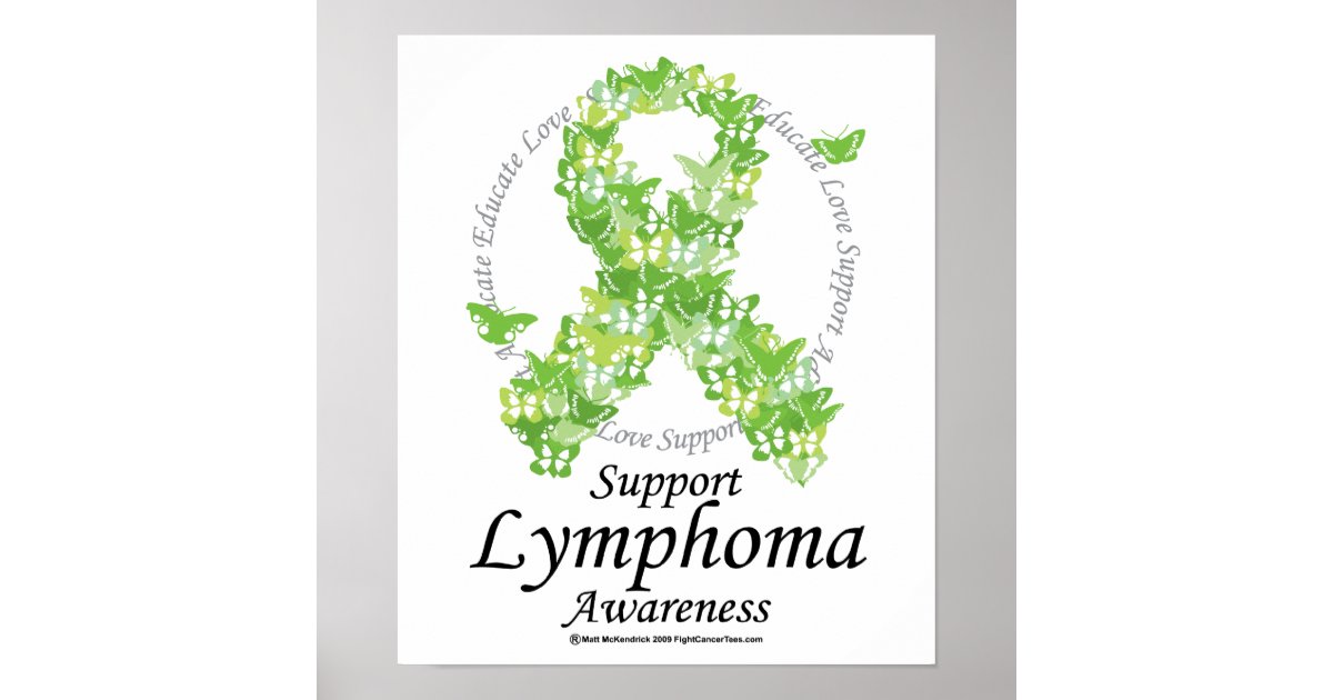 Lymphoma Butterfly Ribbon Poster | Zazzle