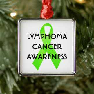 Lymphoma Cancer Awareness Ribbon Metal Ornament
