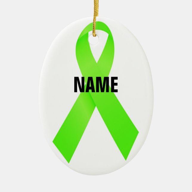 Lymphoma Cancer Memorial Ribbon Ceramic Ornament (Front)