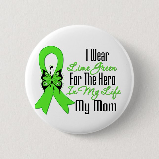 Lymphoma Cancer Ribbon My Hero My Mom Pinback Button (Front)