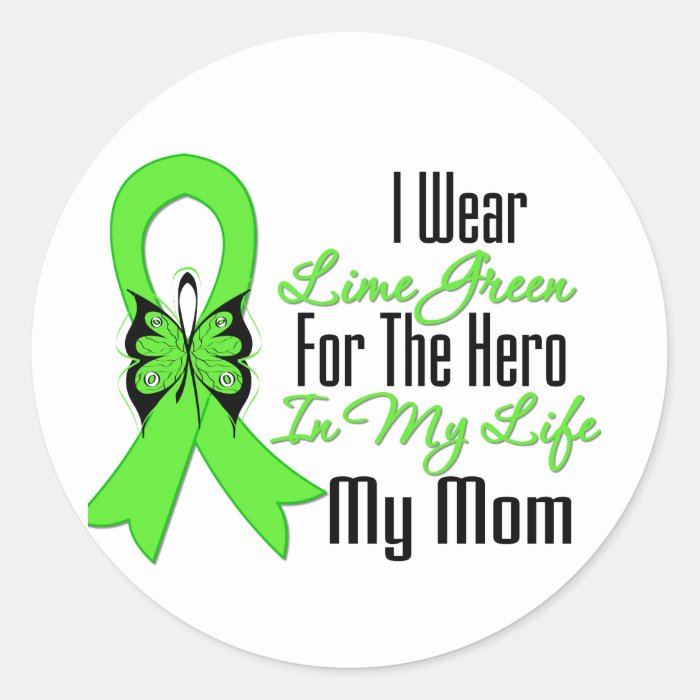 Lymphoma Cancer Ribbon My Hero My Mom Round Sticker