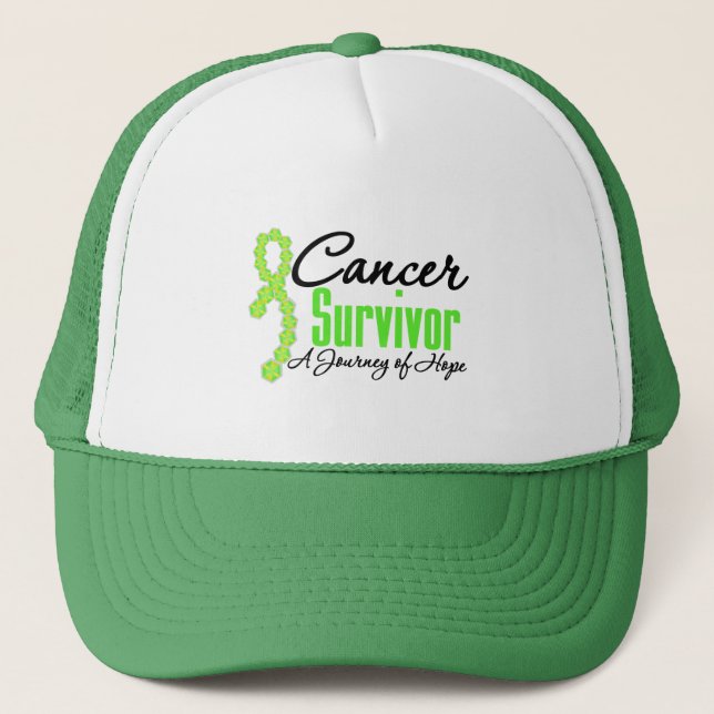 Lymphoma Cancer Survivor Awareness Journey Ribbon Trucker Hat (Front)