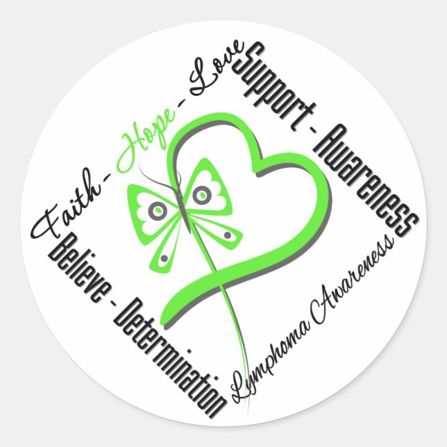 Lymphoma Faith Hope Love Butterfly Classic Round Sticker (Front)