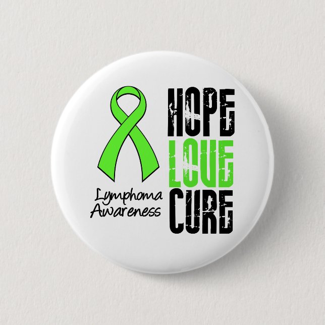 Lymphoma Hope Love Cure Ribbon Button (Front)