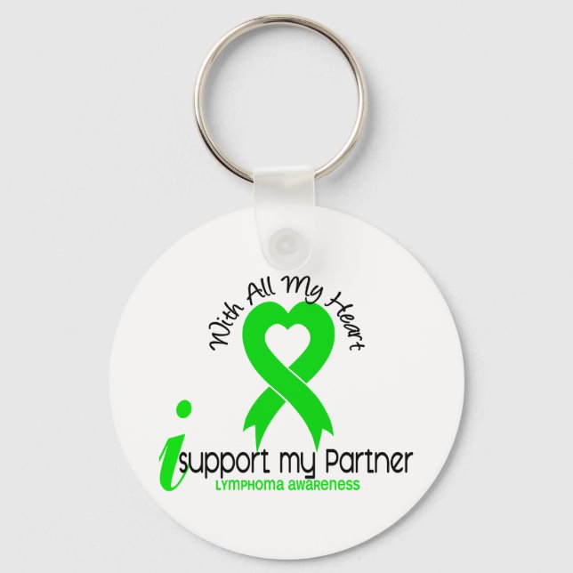 LYMPHOMA I Support My Partner Keychain (Front)