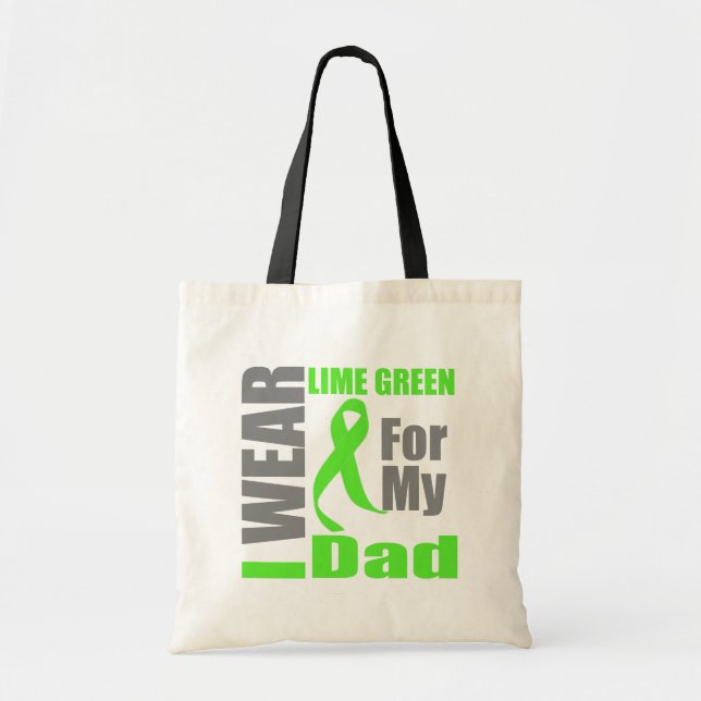 Lymphoma I Wear Lime Green Dad Tote Bag (Front)