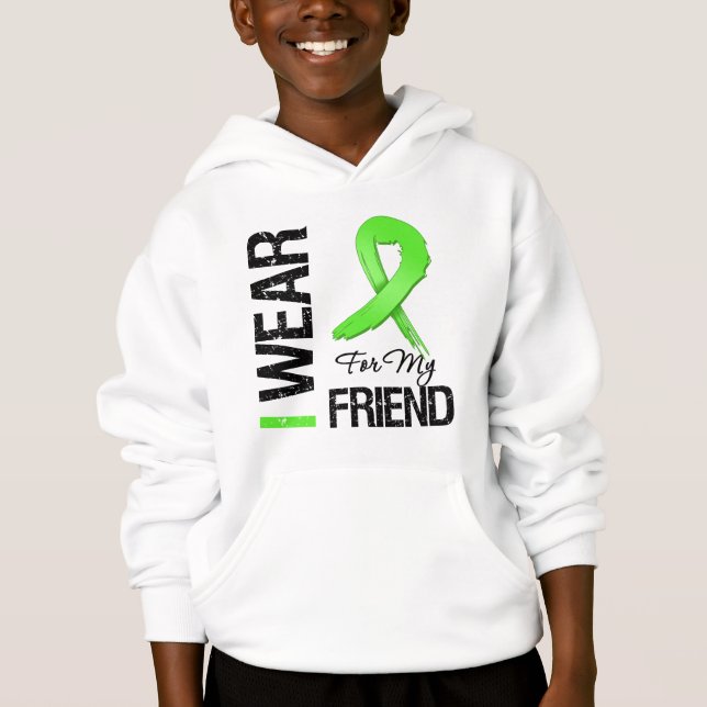 Lymphoma I Wear Lime Green Ribbon For My Friend Hoodie (Front)