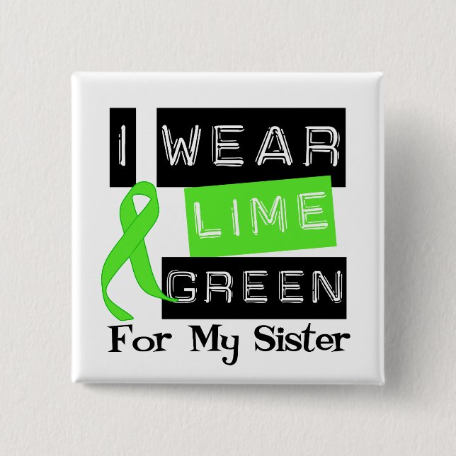 Lymphoma Lime Green Ribbon Sister Button (Front)