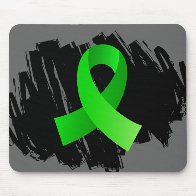 Lymphoma Lime Green Ribbon With Scribble Mouse Pad (Front)