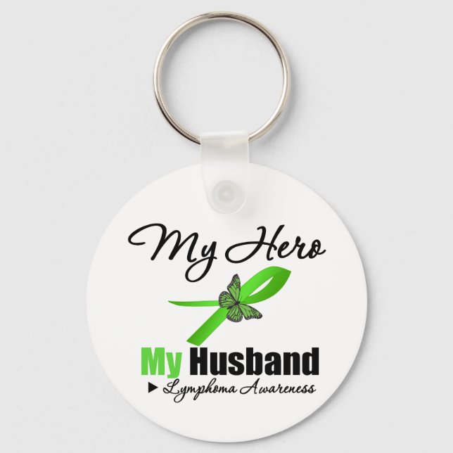 Lymphoma My Hero My Husband Keychain (Front)