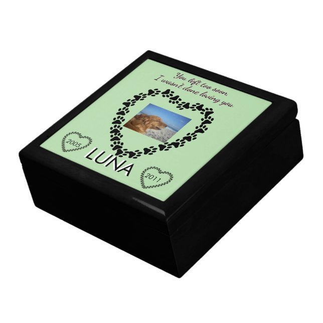 Lymphoma Pawprint Heart Keepsake Gift Box (Side)