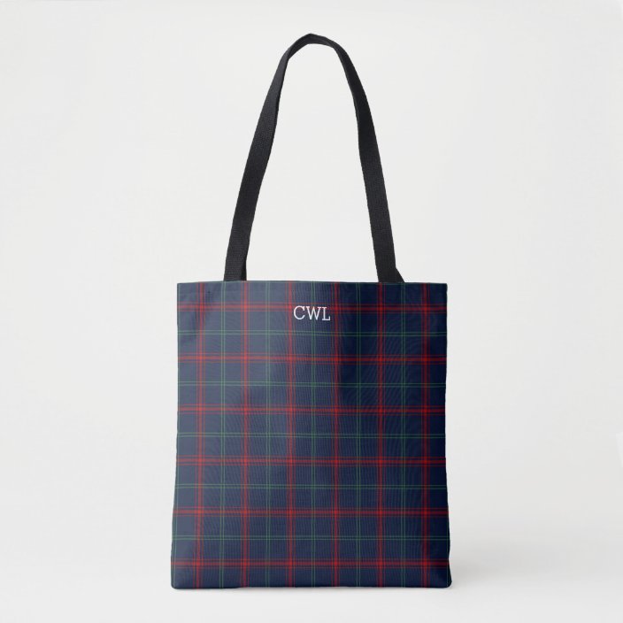 blue tartan bag