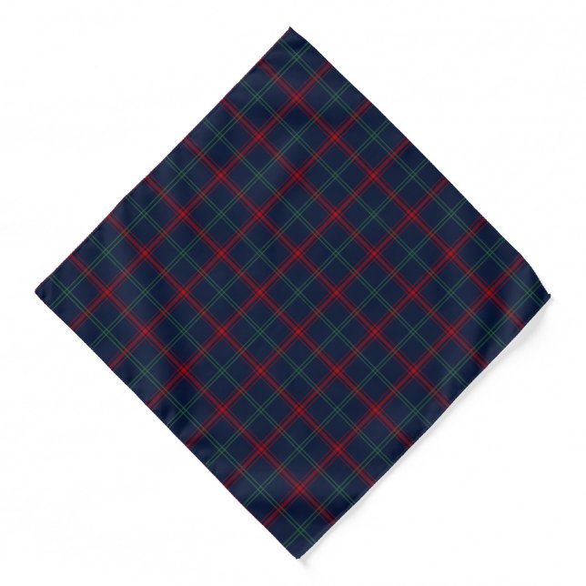 Lynch Clan Tartan Navy Blue Plaid Pattern Bandana (Front)