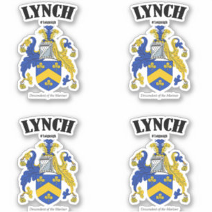 Lynch Crest Irish Translation & Meaning (x4) Sticker