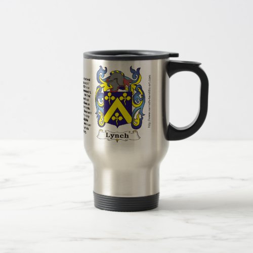 Lynch Family Coat of Arms on a Travel Mug