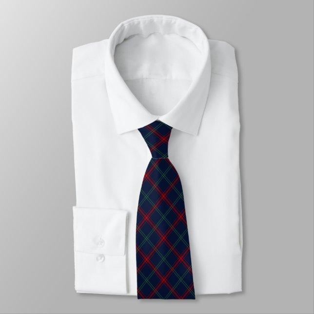 Lynch Tartan Navy Blue Plaid Neck Tie (Tied)