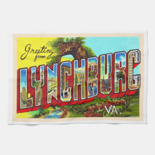 Lynchburg Virginia Vintage Large Letter Postcard Kitchen Towel