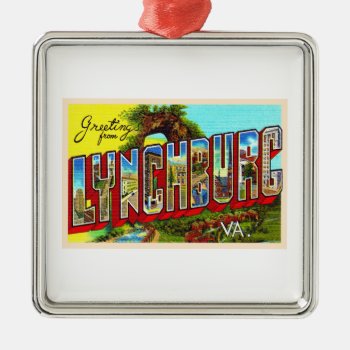 Lynchburg Virginia Vintage Large Letter Postcard Metal Ornament by AmericanTravelogue at Zazzle